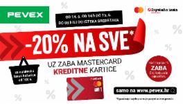 20 % popusta uz Zabine kreditne kartice u PEVEX-u