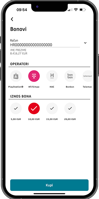 Ekran kupnje bonova u m-zabi