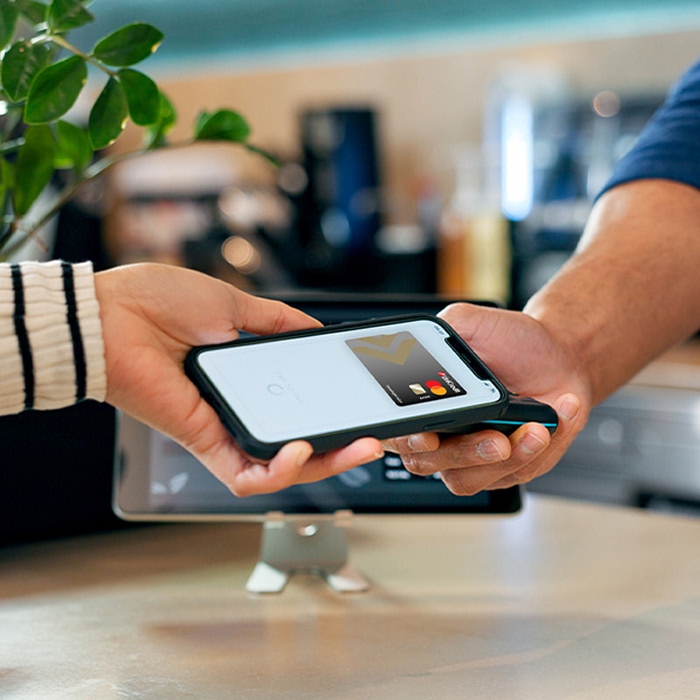 Person pays with digital wallet